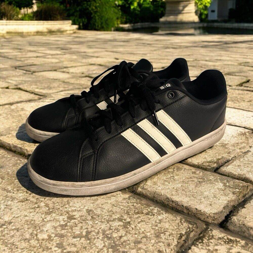 Adidas Cloudfoam Advantage Mens Shoe 12 Black White Leather‎ Sneakers B74264